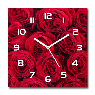 Zegar ścienny szklany kwadratowy Róże