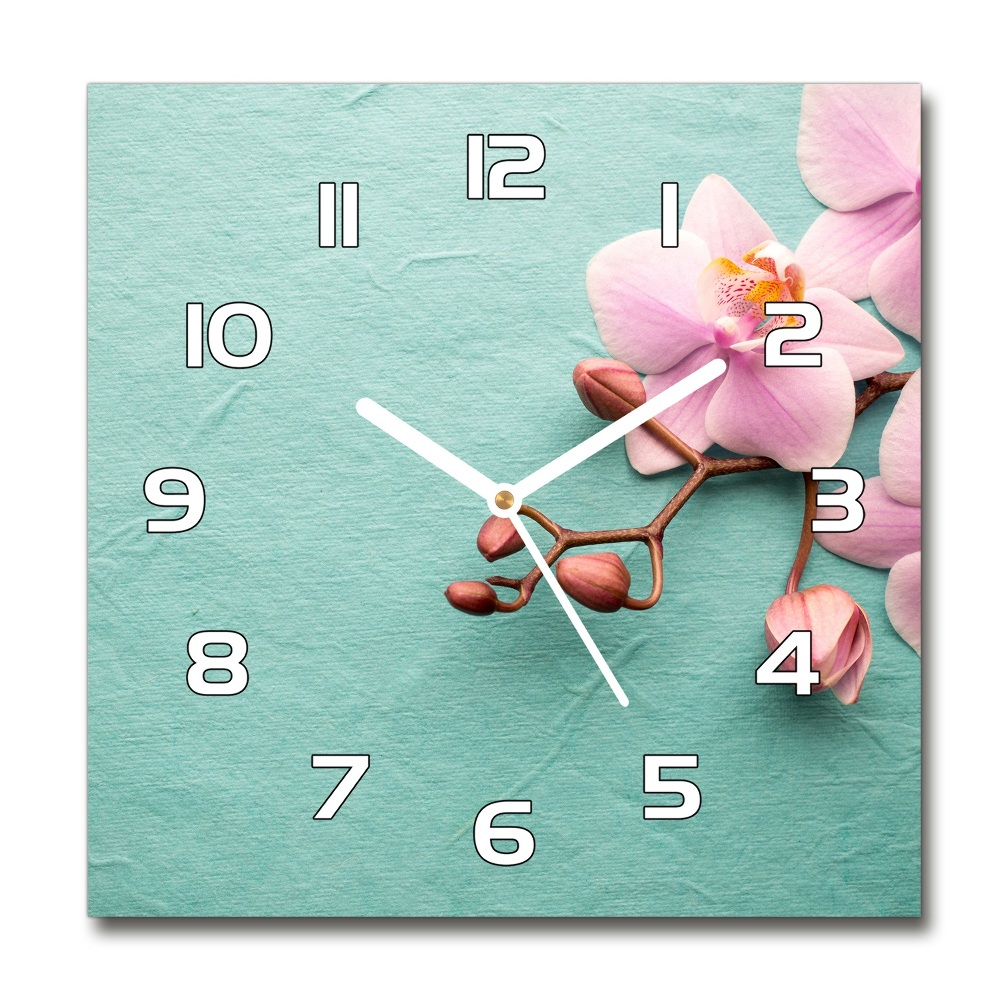 Zegar ścienny szklany kwadratowy Orchidea