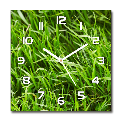 Zegar ścienny szklany kwadratowy Trawa
