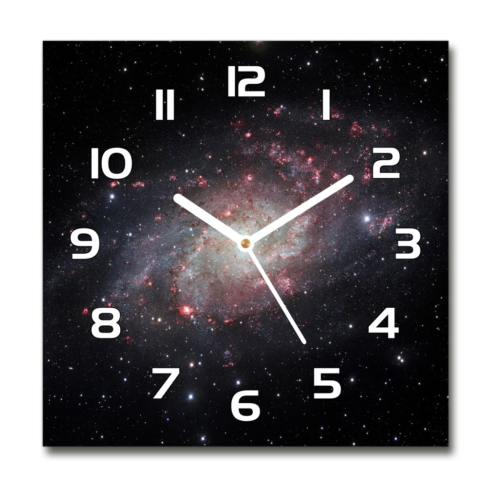 Zegar ścienny szklany kwadratowy Mgławica