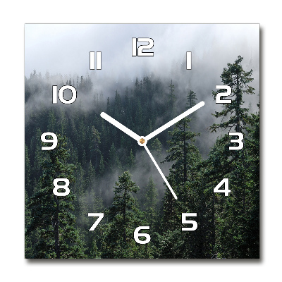 Zegar szklany kwadratowy Leśna mgła