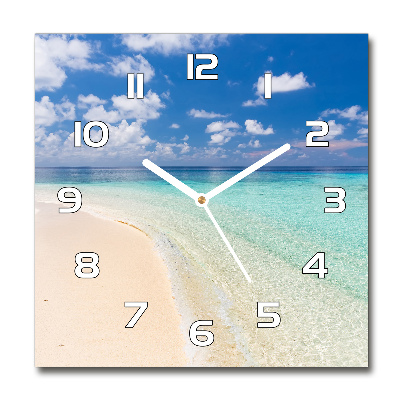 Zegar szklany kwadratowy Plaża na Malediwach