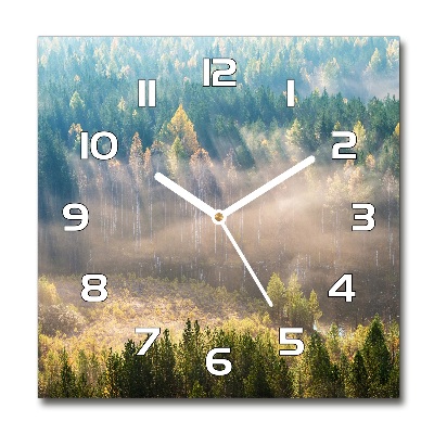 Zegar szklany kwadratowy Mgła w lesie