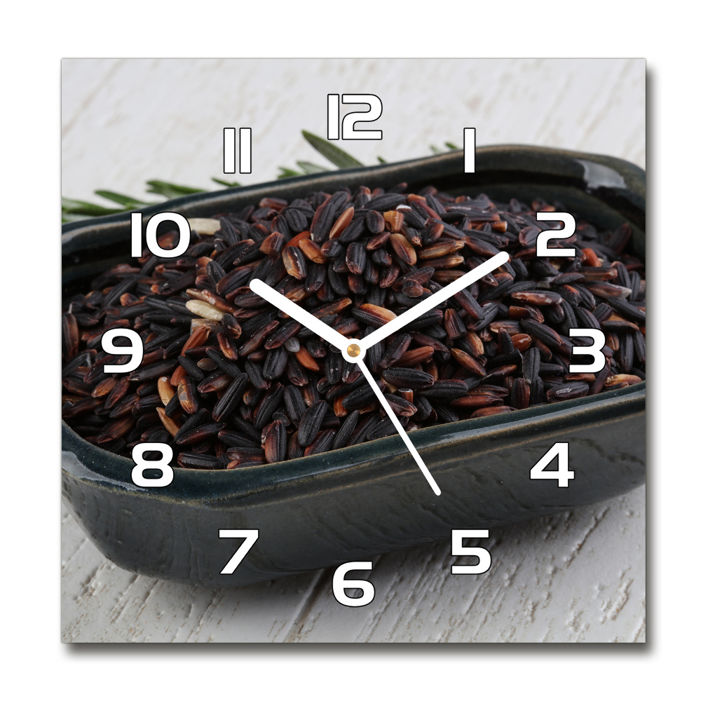 Zegar szklany kwadratowy Dziki ryż w misce