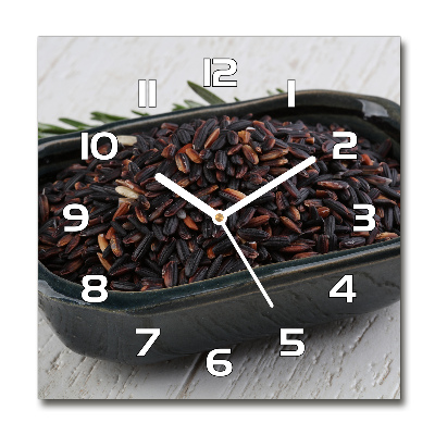 Zegar szklany kwadratowy Dziki ryż w misce