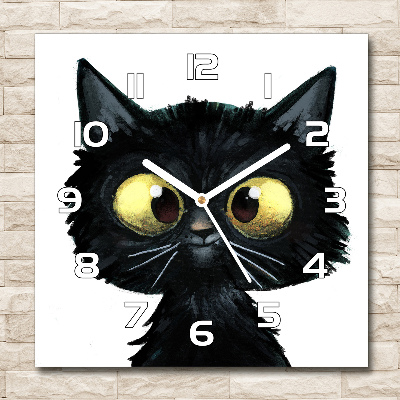 Zegar szklany kwadratowy Ilustracja kota