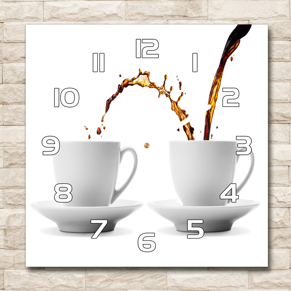Zegar szklany kwadratowy Lejąca się kawa
