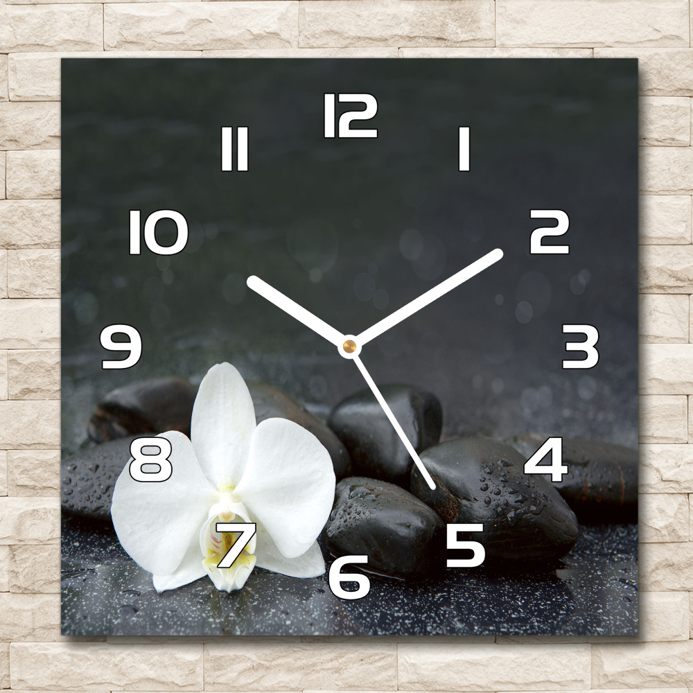 Zegar ścienny szklany kwadratowy Orchidea