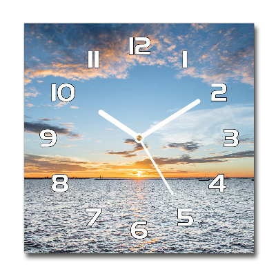 Zegar szklany kwadratowy Zmierzch nad morzem