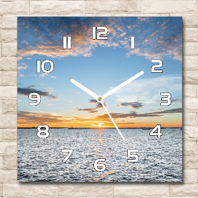 Zegar szklany kwadratowy Zmierzch nad morzem