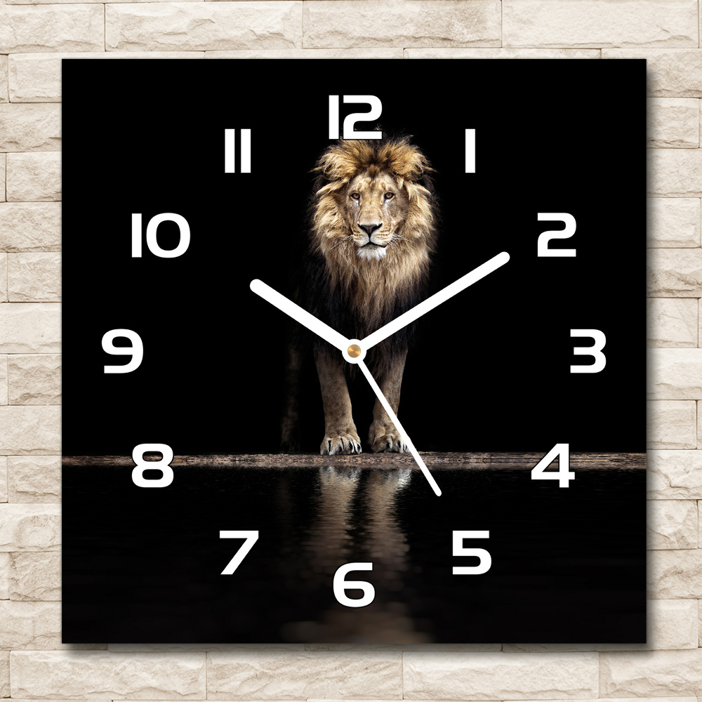 Zegar szklany kwadratowy Portret lwa