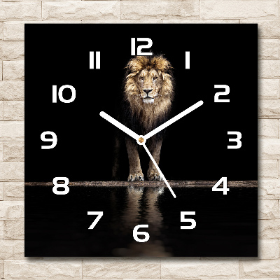 Zegar szklany kwadratowy Portret lwa