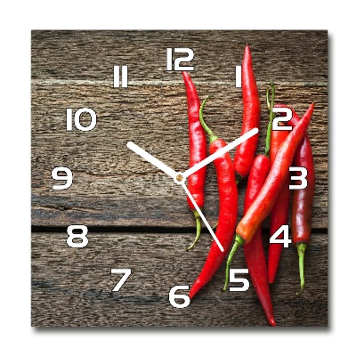 Zegar szklany kwadratowy Papryczki chilli
