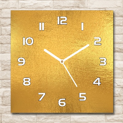 Zegar szklany kwadratowy Złota folia tło