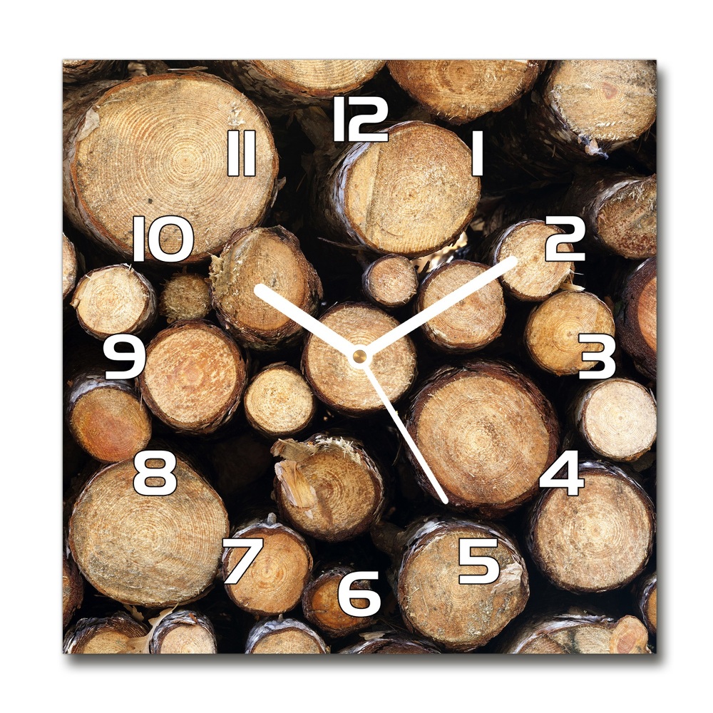 Zegar szklany na ścianę Kłody drewna
