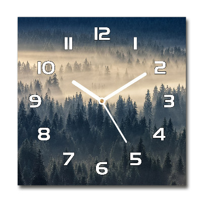 Zegar szklany kwadratowy Mgła nad lasem