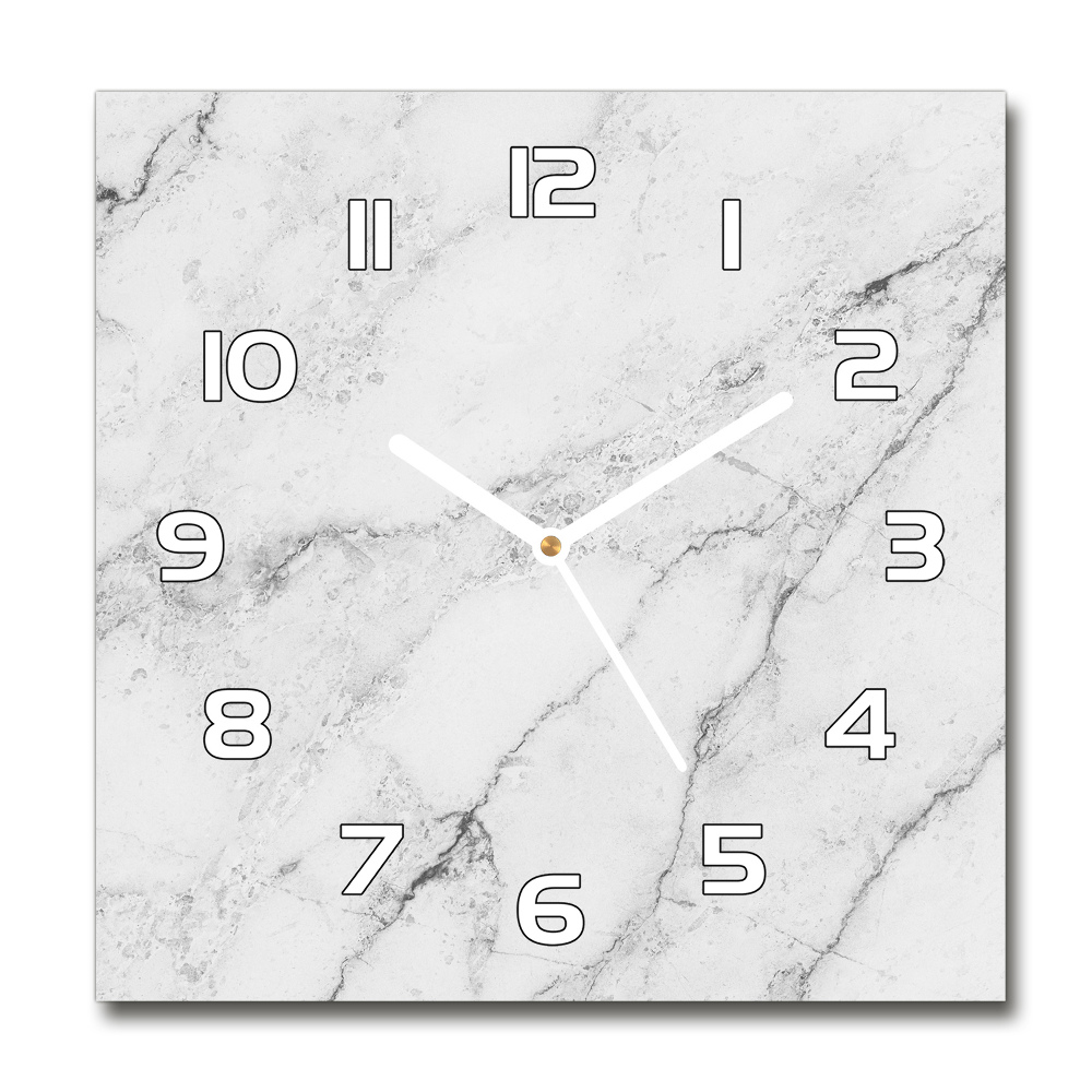 Zegar ścienny szklany kwadratowy Marmur