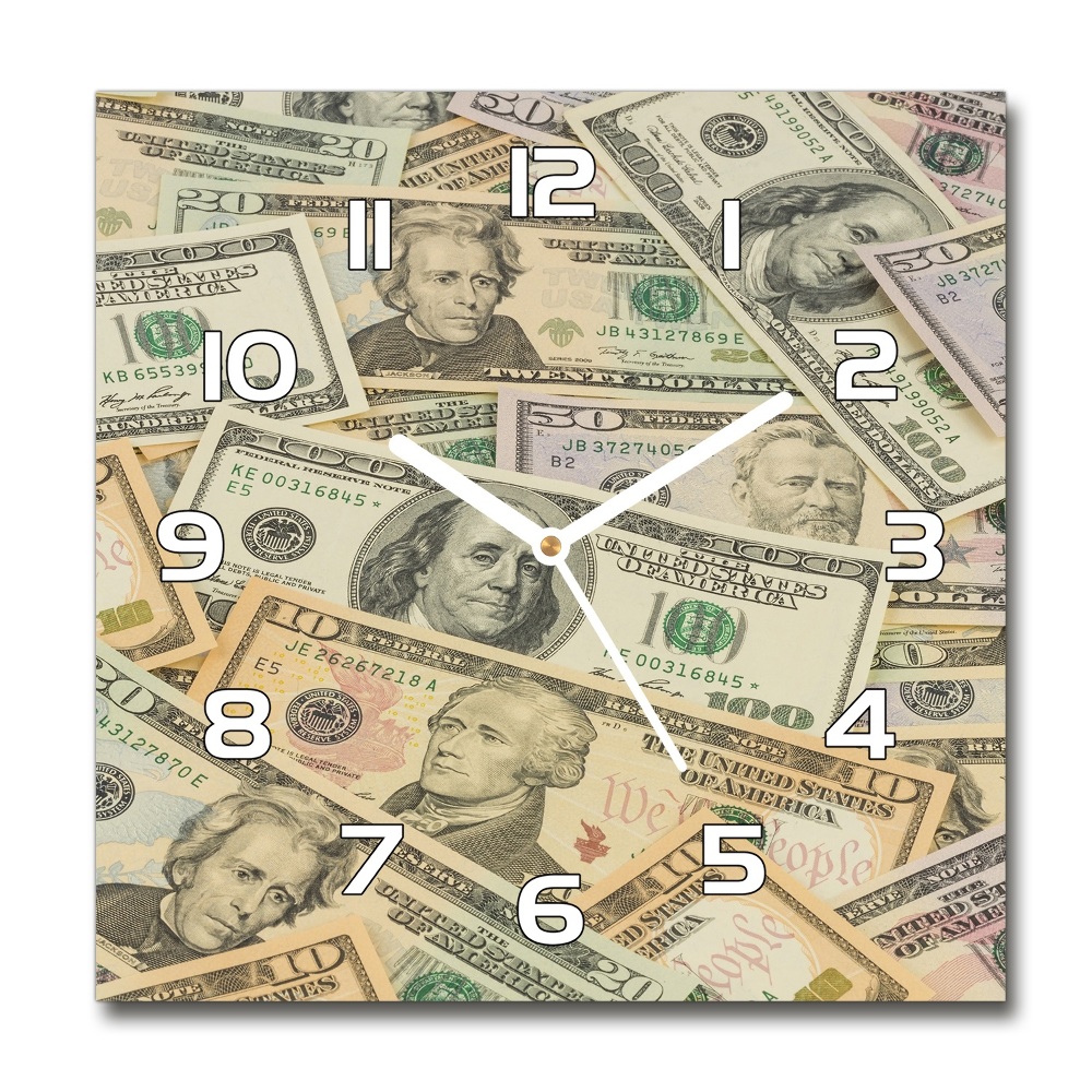 Zegar szklany na ścianę Banknoty dolarów