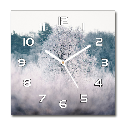 Zegar szklany kwadratowy Drzewa zimą