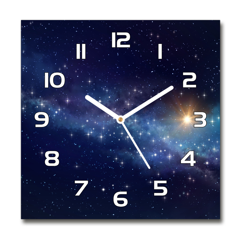 Zegar szklany kwadratowy Galaktyka
