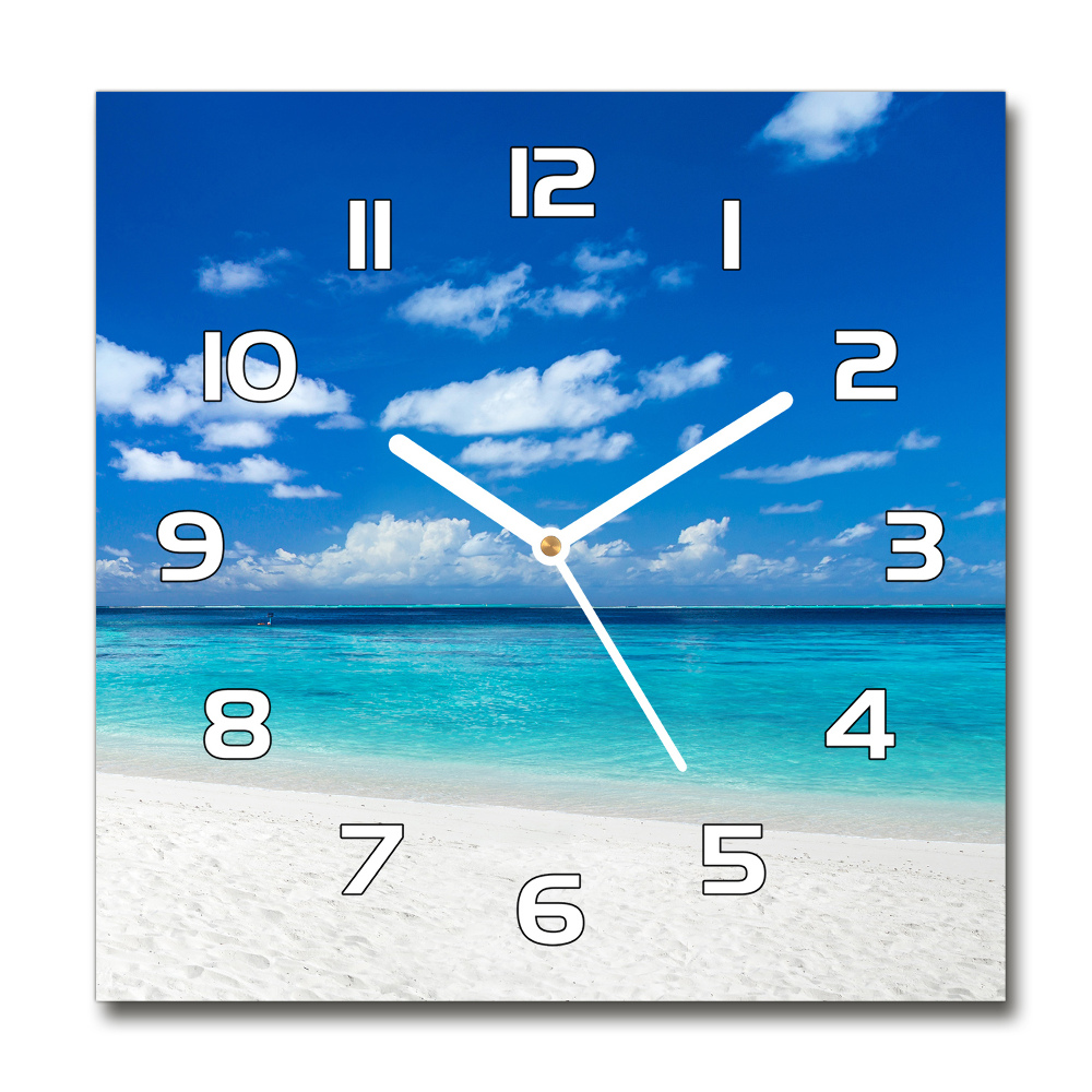 Zegar szklany kwadratowy Tropikalna plaża