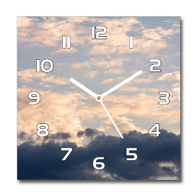 Zegar szklany kwadratowy Chmury na niebie