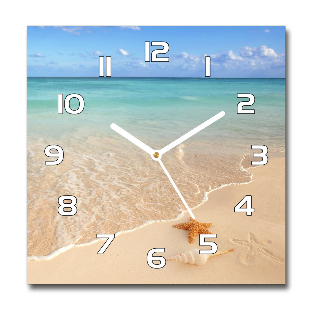 Zegar szklany kwadratowy Rozgwiazda na plaży