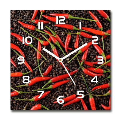 Zegar szklany kwadratowy Papryczki chilli