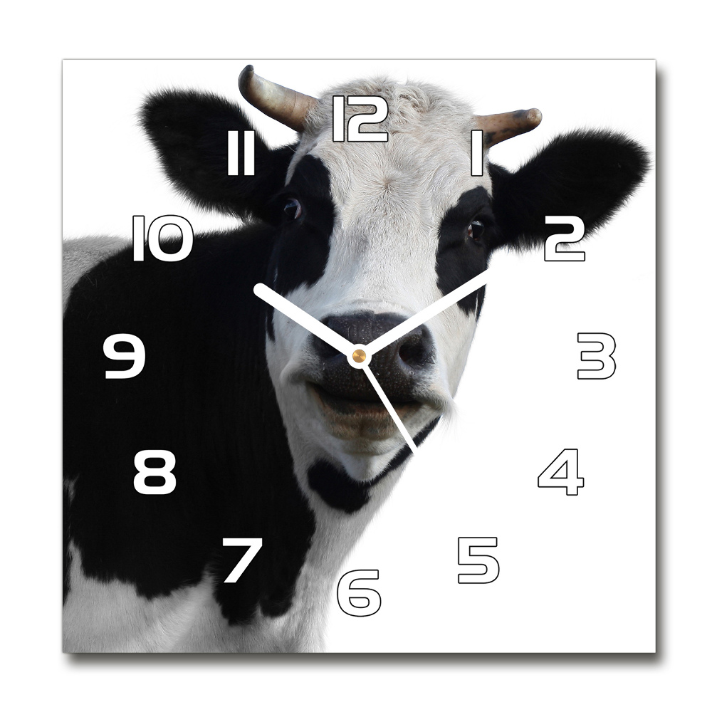 Zegar szklany kwadratowy Łaciata krowa