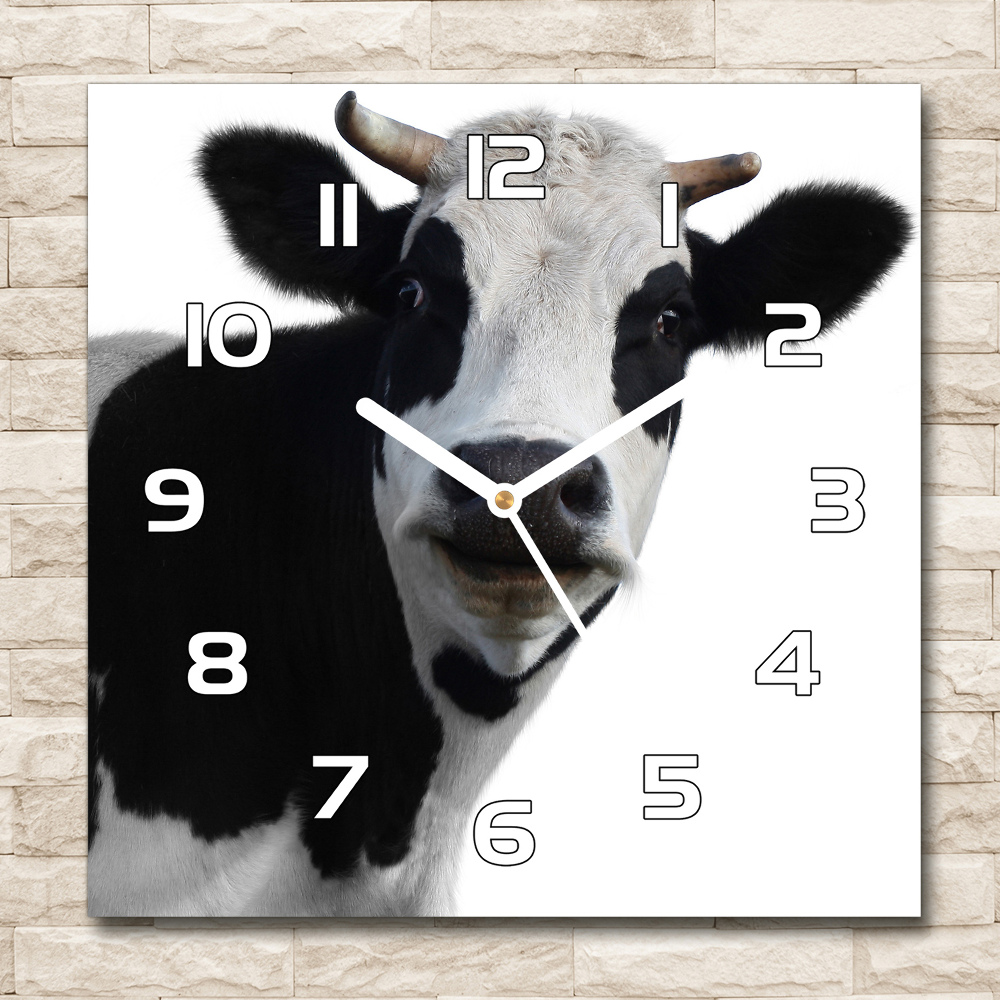 Zegar szklany kwadratowy Łaciata krowa
