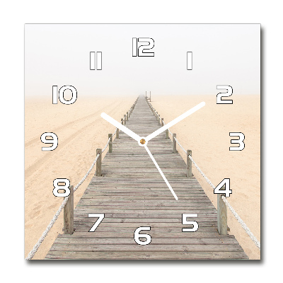 Zegar szklany kwadratowy Ścieżka na plaży