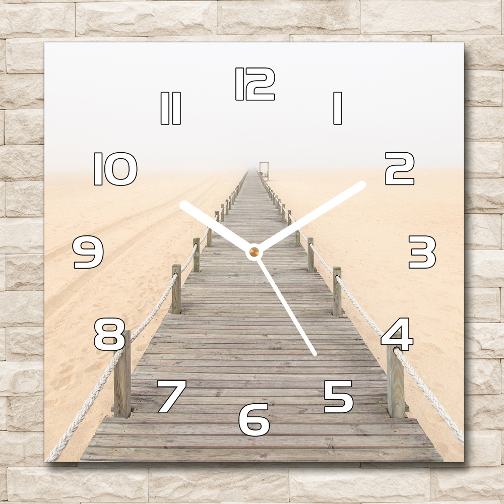Zegar szklany kwadratowy Ścieżka na plaży