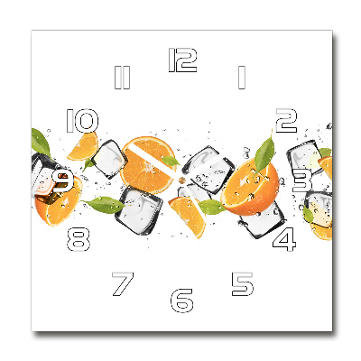 Zegar szklany kwadratowy Pomarańcze z lodem