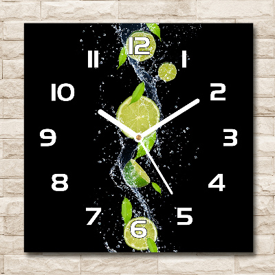 Zegar szklany na ścianę Limonki i woda