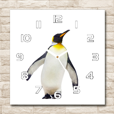 Zegar ścienny szklany kwadratowy Pingwin