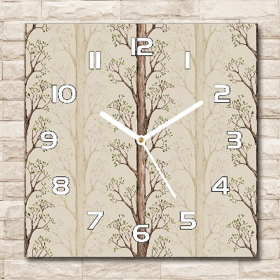 Zegar ścienny szklany kwadratowy Drzewa