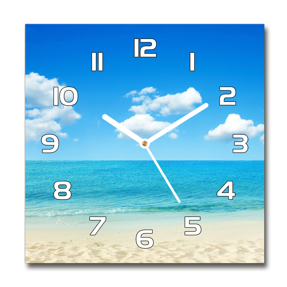 Zegar szklany kwadratowy Rajska plaża