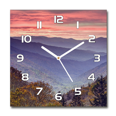 Zegar szklany kwadratowy Zachód słońca góry