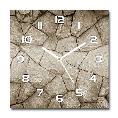 Zegar szklany kwadratowy Ściana z kamienia