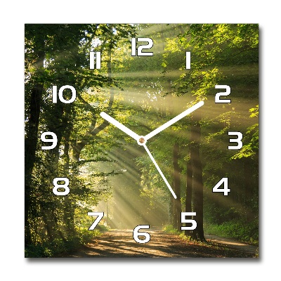Zegar szklany kwadratowy Las w słońcu