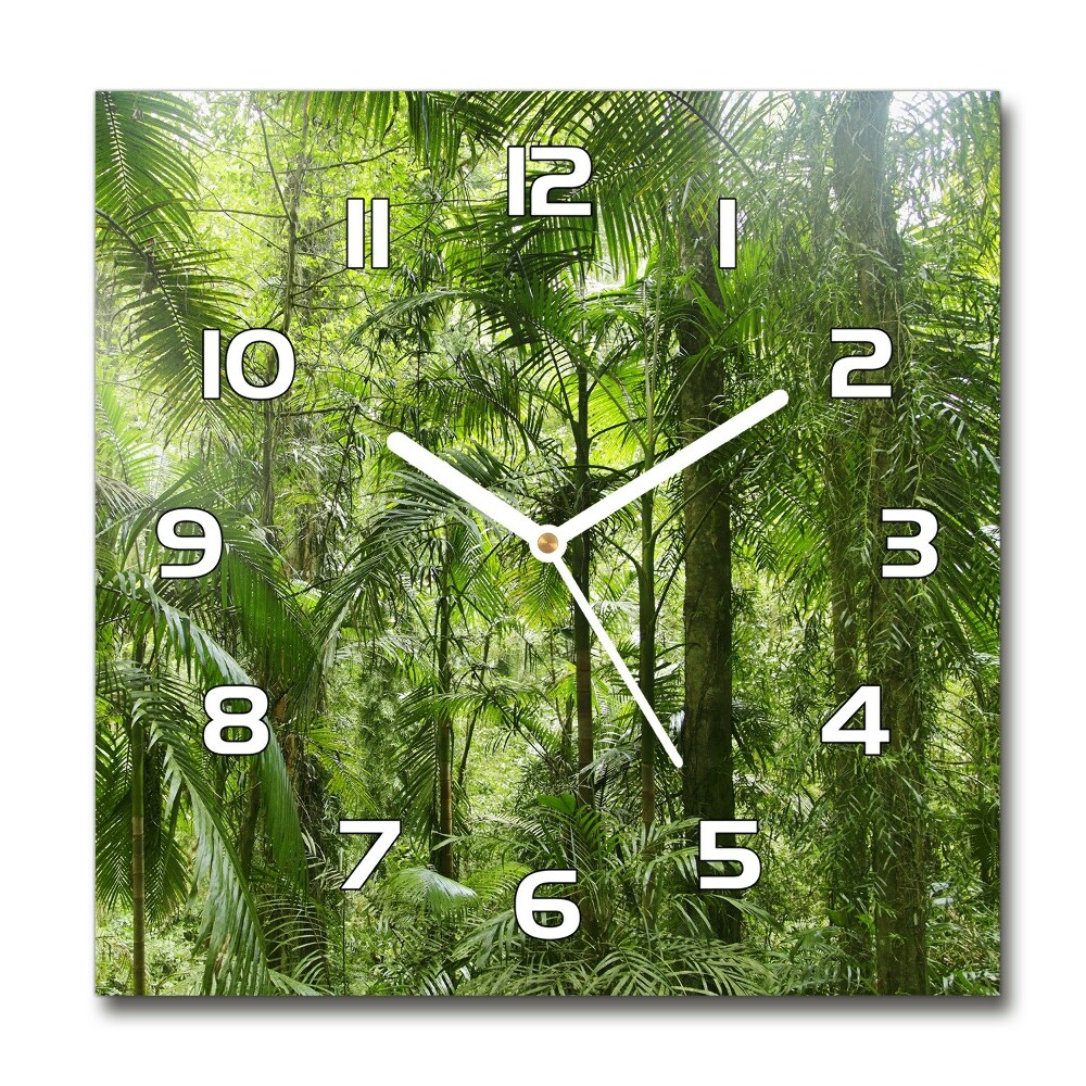 Zegar szklany kwadratowy Las tropikalny