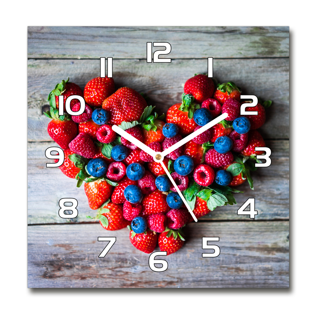 Zegar szklany kwadratowy Serce z owoców