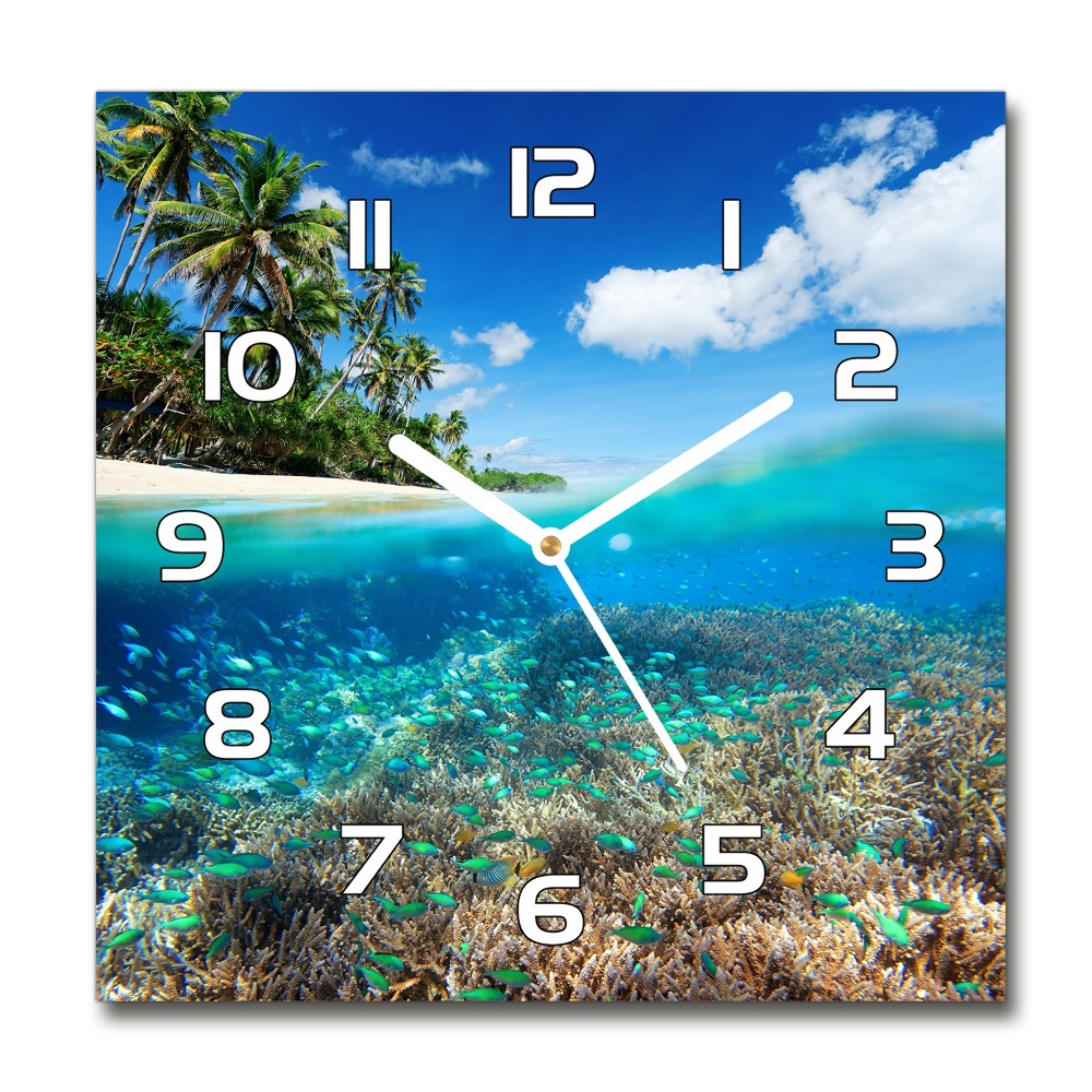 Zegar szklany na ścianę Rafa koralowa