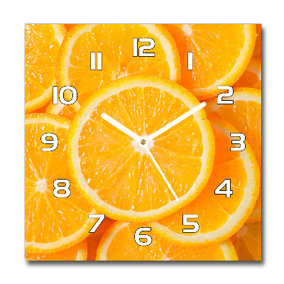 Zegar szklany kwadratowy Plastry pomarańczy