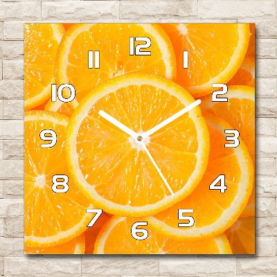 Zegar szklany kwadratowy Plastry pomarańczy