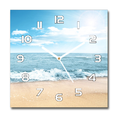 Zegar ścienny szklany kwadratowy Plaża