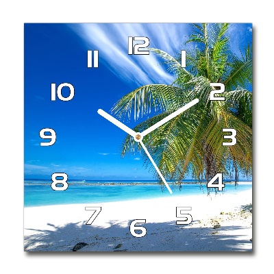 Zegar szklany kwadratowy Tropikalna plaża