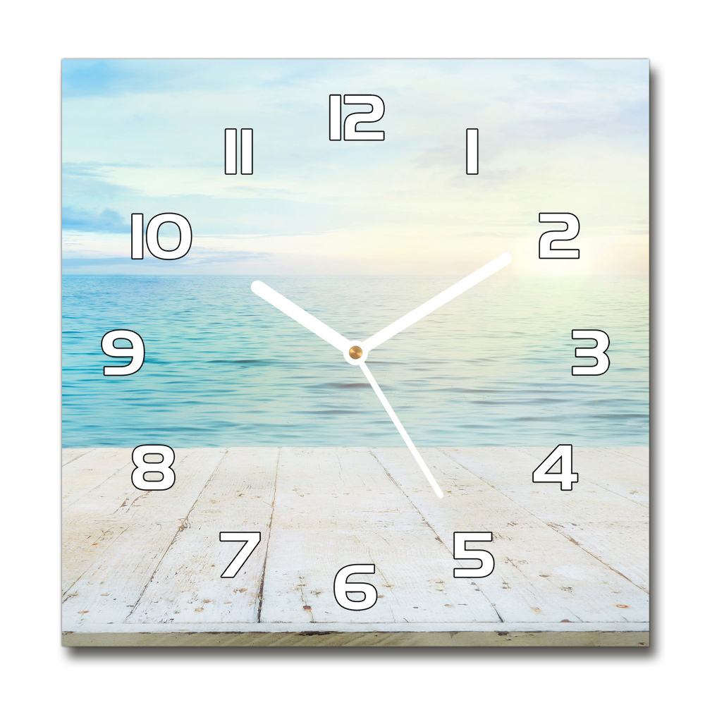 Zegar ścienny szklany kwadratowy Morze