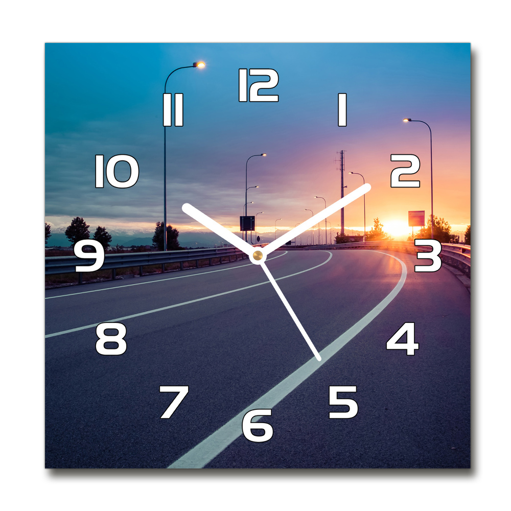 Zegar szklany kwadratowy Autostrada