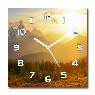 Zegar szklany kwadratowy Zachód słońca góry